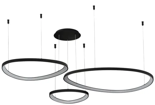 Łatwy zwrot Lampa wisząca trzy pierścienie czarna Azzardo AZ5774 Amanda Pendant 42+62+82 CCT Switch Dimm LED 170W 3000/4000/6000K