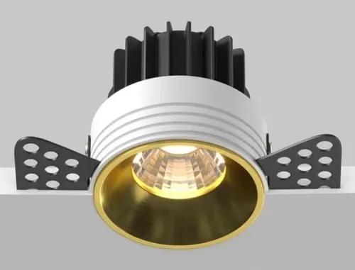 Złota wklęsła okrągła lampa podtynkowa bez ramki Maytoni DL058-7W3K-TRS-BS Round LED 7W 3000K 5,4cm Popularny