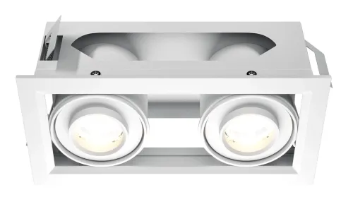 Biała prostokątna lampa podtynkowa z dwoma regulowanymi reflektorami Maytoni DL093-02-10W3K-W Modern LED 20W 3000K 19,4cm Super okazja