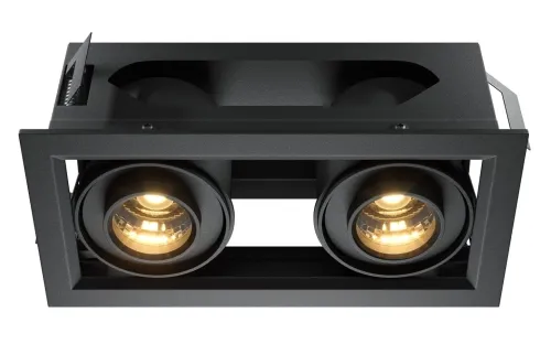 Czarna prostokątna lampa podtynkowa z dwoma regulowanymi reflektorami Maytoni DL093-02-10W3K-B Modern LED 20W 3000K 19,4cm Popularny