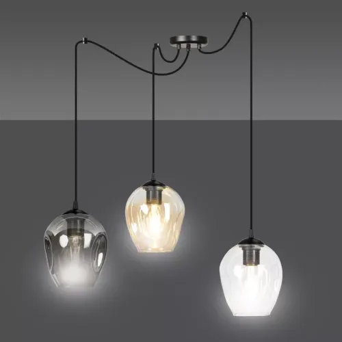 Oferta Lampa wisząca nowoczesna typu spider trzy szklane klosze Emibig 759/3 Czarny Level 3 Bl Mix 3xE27