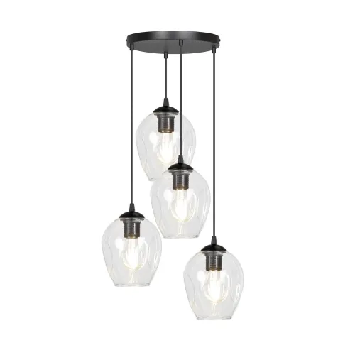 Do wyczerpania zapasów Lampa wisząca cztery szklane klosze Emibig 679/4PREM Czarny Istar 4 Bl Premium Transparent 4xE27 40cm