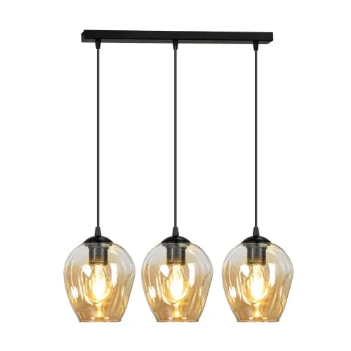 Lampa wisząca trzy szklane klosze miodowe na listwie Emibig 677/3 Czarny Istar 3 Bl Miodowy 3xE26 70cm Nie przegap
