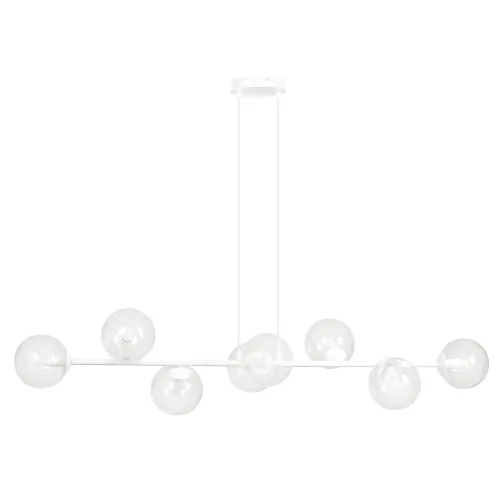 Biała lampa wisząca listwa 130cm z transparentnymi kulami Emibig 877/8 Rossi 8 Wh Oferta czasowa