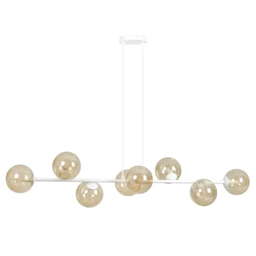 Biała lampa wisząca listwa 130cm z miodowymi kulami Emibig 879/8 Rossi 8 Wh Obniżka ceny