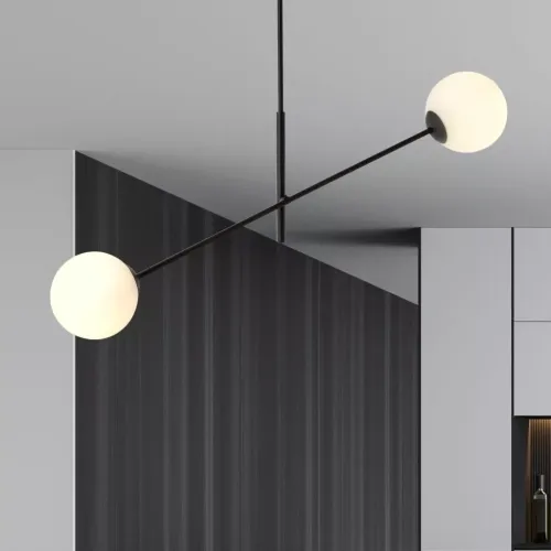 Kup teraz Lampa wisząca czarna minimalistyczna dwie kule Emibig 1169/2 Czarny Linear 2 Black/Opal 2xE14 102cm