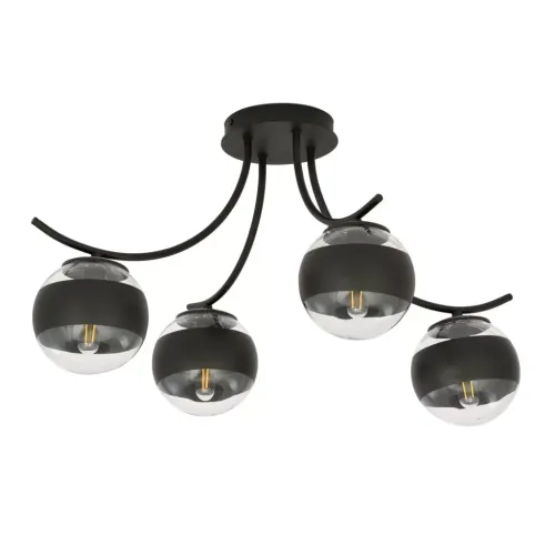 Lampa sufitowa czarne metalowe ramiona klosze kule z czarnym pasem Emibig 1111/4 Czarny Boston 4 Black/Stripe 4xE14 Wyjątkowa oferta