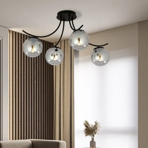 Lampa sufitowa czarne metalowe ramiona klosze kule Emibig 1110/4 Czarny Boston 4 Black/Grafit 4xE14 Ekspresowa dostawa