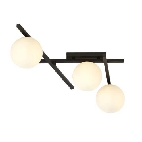 Tylko dziś Lampa sufitowa trzy szklane białe kule przy suficie Emibig 1103/3 Czarny Smart 3 Black/Opal 3xE14