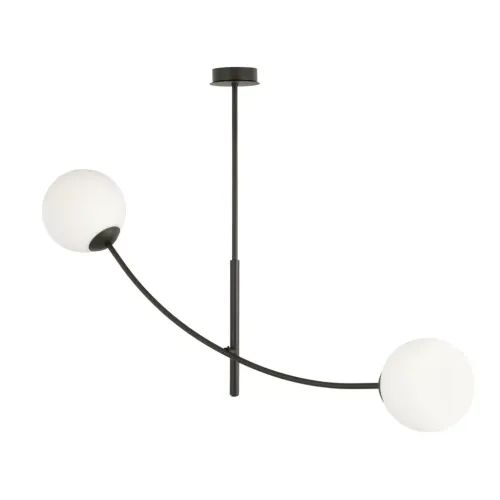 Bezpieczne zakupy Lampa sufitowa linearna nowoczesna dwie kule mleczne Emibig 1102/2 Czarny Hunter 2 Black/Opal 2xE14