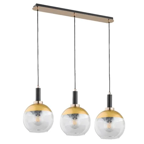 Super okazja Lampa wisząca nad wyspę złoto czarna listwa szklane klosze z metaliczną powłoką Adria Gold Alfa 62191 3xE27 90cm x 75cm
