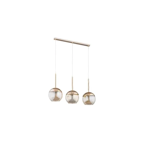 Szybka wysyłka Lampa wisząca potrójna na listwie złota z bursztynowymi kloszami Volda Gold Alfa 62159 3xE27 90cm x 75cm
