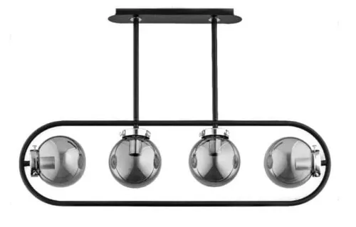 Sprawdź teraz Minimalistyczna podłużna lampa sufitowa czarna chrom przydymione szklane klosze kule Saran Chrom Alfa 62160 4xE14 53cm x 80cm