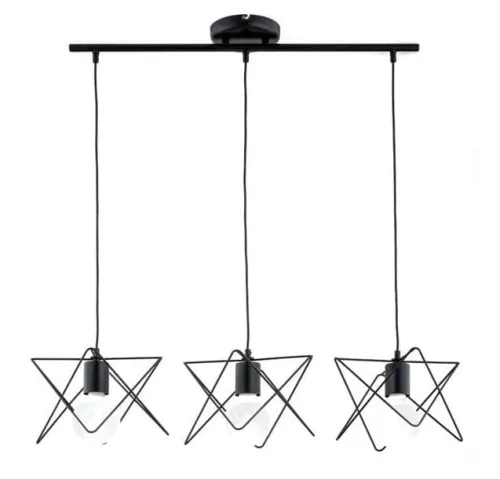 Zamów teraz Minimalistyczna lampa wisząca nad stół czarna listwa i metalowe gwieździste klosze Timla Alfa 62149 3xE27 90cm x 81cm