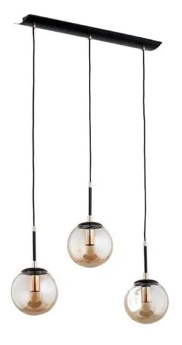 Lampa wisząca nad wyspę czarna metalowa listwa z kulistymi bursztynowymi kloszami Sebia Alfa 61063 3xE14 90cm x 55cm Tani