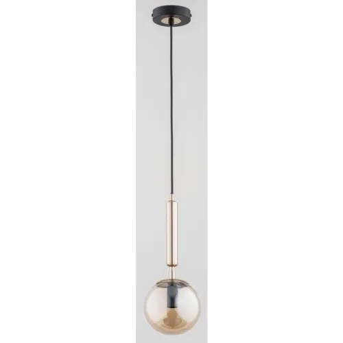 Nowoczesna lampa wisząca na jedną żarówkę złoto czarna z bursztynowym szklanym kloszem Volda Picolo Alfa 60916 E14 85cm x 15cm Kup online