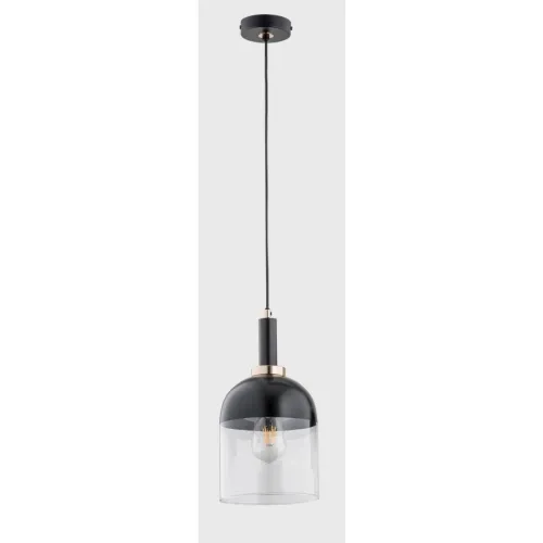 Pojedyncza lampa wisząca do jadalni szklana z czarną powłoką i złotymi elementami Vento Black Alfa 60892 E27 90cm x 18cm Ostatnia szansa
