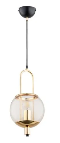 Pojedyncza lampa wisząca czarno złota w stylu vintage szklany klosz kula Lerans Alfa 60895 E27 75cm x 20cm Zniżka