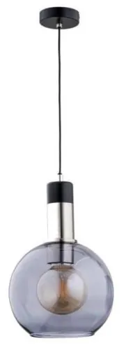 Oferta czasowa Pojedyncza lampa wisząca do jadalni z grafitowym kloszem chromowana oprawka i czarny przewód Maya Silver Alfa 60827 E27 90cm x 20cm