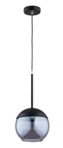 Wyprzedaż Czarna lampa wisząca do jadalni z grafitowym szklanym kloszem Volda Black Alfa 60823 E27 90cm x 20cm