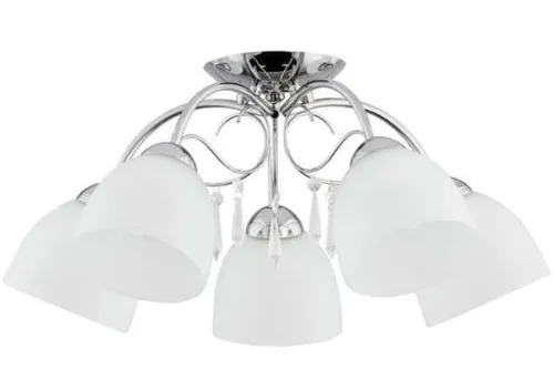 Lampa sufitowa chromowana glamour białe szklane klosze i dekoracyjne kryształy Nata Alfa 27715 5xE27 26cm x 56cm Cena promocyjna