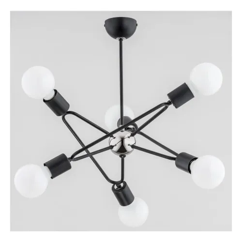 Czarna lampa sufitowa typu gwiazda z chromowaną kulą Bari Alfa 27696 6xE27 50cm x 42cm Wyprzedaż