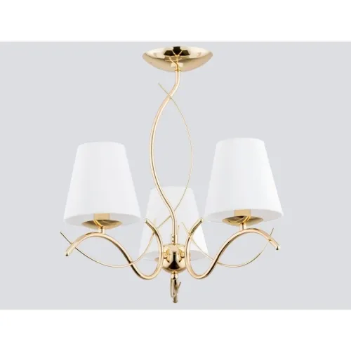 Lampa wisząca złota w połysku białe abażury Monza Gold Alfa 27613 3xE14 47cm x 68cm Do wyczerpania zapasów