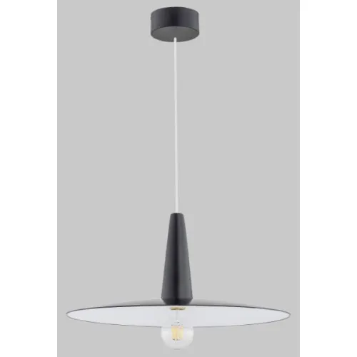 Czarna lampa wisząca kapelusz metalowy nowoczesny pojedynczy zwis ze sklejki Torres Wood Alfa 60887 E27 89cm x 54cm Oferta czasowa