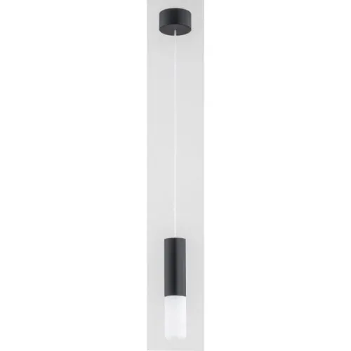 Wybór klientów Czarna punktowa lampa wisząca pojedynczy zwis smukła oprawka z białym szklanym kloszem Eliot Alfa 60900 E14 85cm x 8,5cm