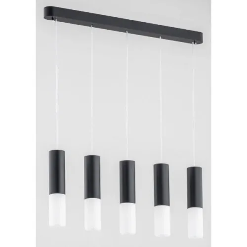 Lampa wisząca nad stół minimalistyczna koloru wenge i podłużne szklane białe klosze tuby Eliot Alfa 63046 5xE14 75cm x 65cm Okazja