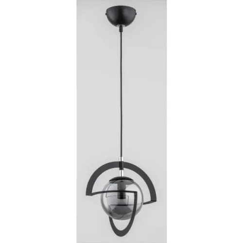 Nowość Designerska lampa wisząca czarna z przydymionym szklanym kloszem w ramce Cabrio Alfa 60868 E14 80cm x 24cm
