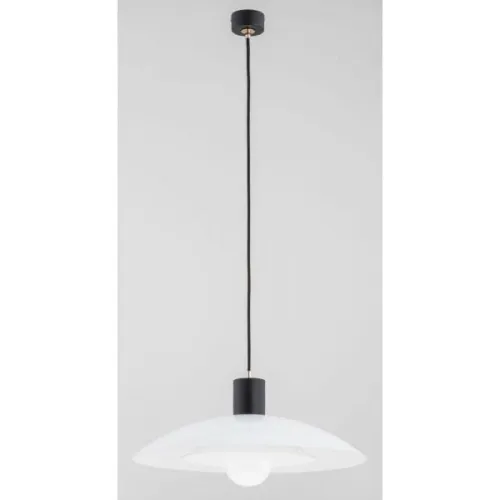 Uniwersalna pojedyncza lampa wisząca czarny przewód i biały szeroki kopułowy klosz Cheri Alfa 60885 E27 94cm x 47cm Ostatnia szansa