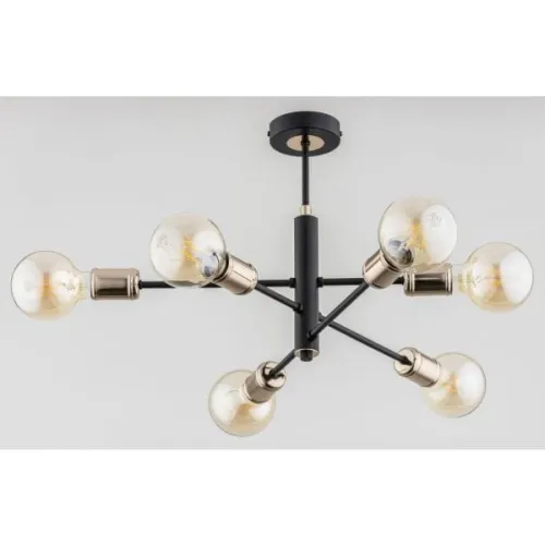 Lampa sufitowa bez klosza nowoczesna czarno złota Oris Alfa 63033 6xE27 33cm x 47cm Wyjątkowa oferta