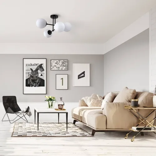 Czarna lampa sufitowa z białymi kulami Light Prestige LP-1345/4P BK Roma 4xE14 56cm Do wyczerpania zapasów