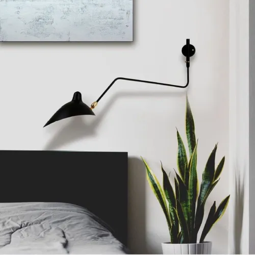 Czarna lampa ścienna kinkiet z długim ramieniem i regulowanym kloszem Step Into Design W8701 Crane E14 Nie przegap