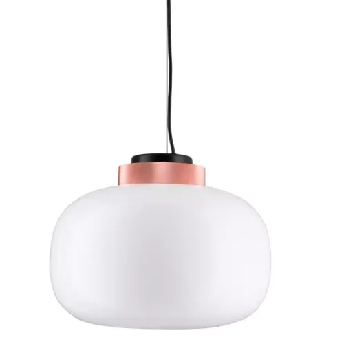 Lampa wisząca spłaszczona mleczna kula z elementami mosiądzi Step Into Design 9969P/B white Boom LED 12W 3000K 35cm x 184cm Hit cenowy