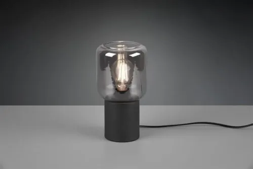 Lampa nocna szklany klosz na czarnym trzonie walec RL R50591032 Nico E27 24cm Dostępne od ręki