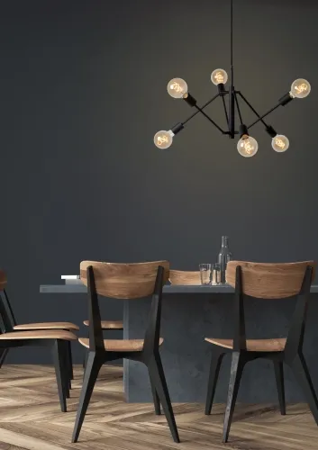 Do wyczerpania zapasów Czarna lampa wisząca z metalowymi ramionami Lucide 21424/06/30 Lester 6xE27