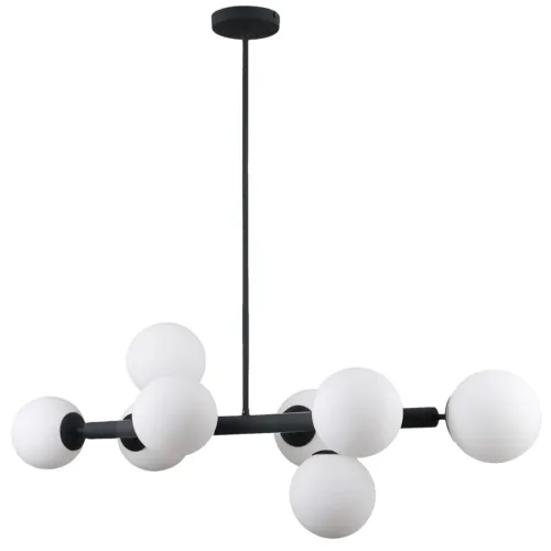Wybór klientów Czarna lampa wisząca z białymi kloszami kulami na listwie Italux PNS-5510-8-BK Raddi 8xG9 105cm x 90cm