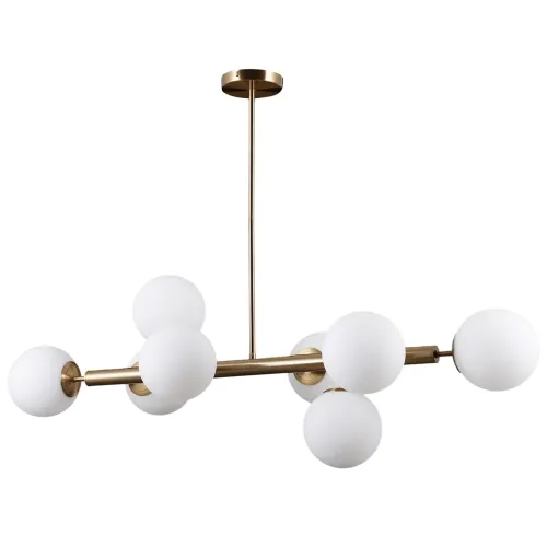 Wyprzedaż Lampa na sufit białe szklane kule na złotej listwie Italux PNS-5510-8-HBR Raddi 8xG9 105cm x 90cm
