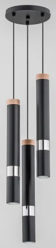 Punktowa lampa wisząca nad stół podłużne czarne metalowe tuby z drewnianym i srebrnym akcentem Parna Alfa 62104 3xGU10 90cm x 20cm Niska cena