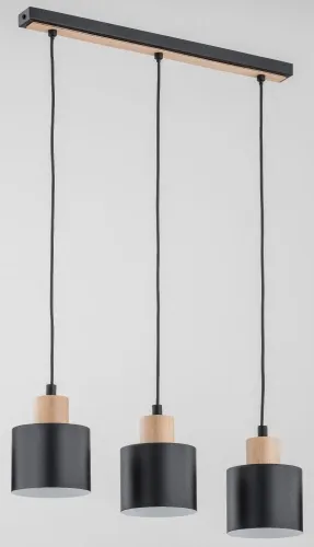 Lampa wisząca nad stół w stylu loft czarna listwa metalowe klosze i drewniane dodatki Ivo Alfa 62092 3xE27 90cm x 52cm Wyjątkowa oferta