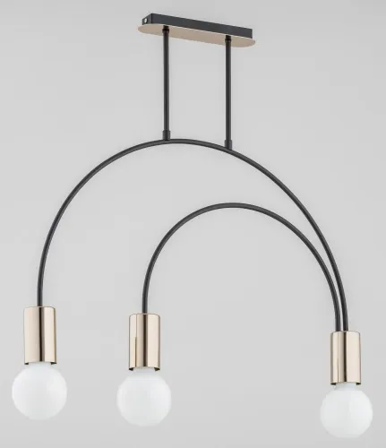 Lampa sufitowa nowoczesna czarna łukowate metalowe ramiona i złote oprawki Harry Alfa 62099 3xE27 65cm x 65cm Szybka wysyłka
