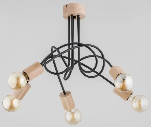 Nowoczesna lampa sufitowa z metalu i drewna bez kloszy Tango Wood Alfa 27435 5xE27 46cm x 56cm Wyjątkowa oferta