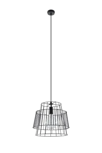 Promocja Czarna lampa wisząca z drucianym kloszem Sollux Lighting SL.0663 Gate E27 35cm