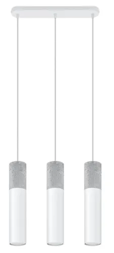 Bezpieczne zakupy Biała lampa wisząca z trzema walcami z dodatkiem betonu Sollux Lighting SL.0649 Borgio 3xGU10