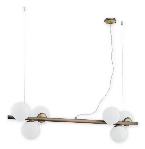 Popularny Lampa wisząca mosiężna patynowana listwa z białymi kulistymi kloszami Lemir O2916 W6 PAT Osso 6xE27 112cm