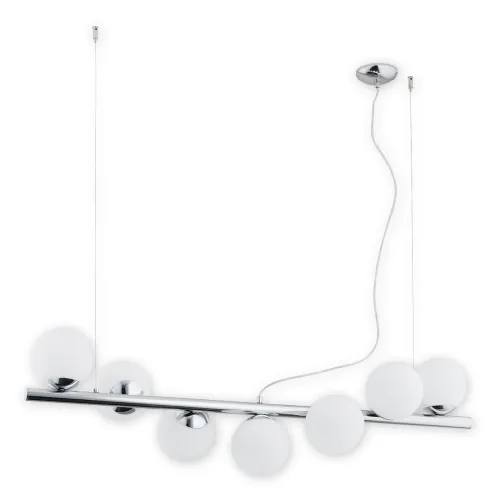 Lampa wisząca chromowana listwa z białymi kloszami kulami Lemir O2917 W7 CH Osso 7xE14 112cm Bestseller
