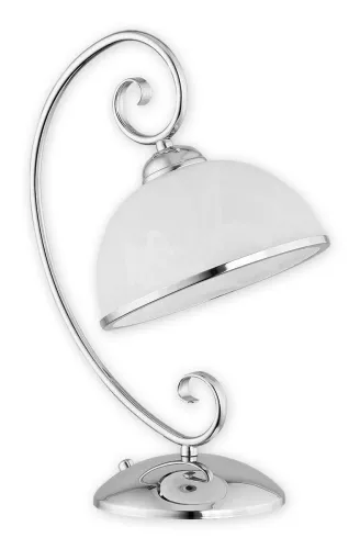 Bezpieczne zakupy Chromowana lampa stołowa z szklanym kopułowym kloszem Lemir O2498 L1 CH Indra E27 38cm