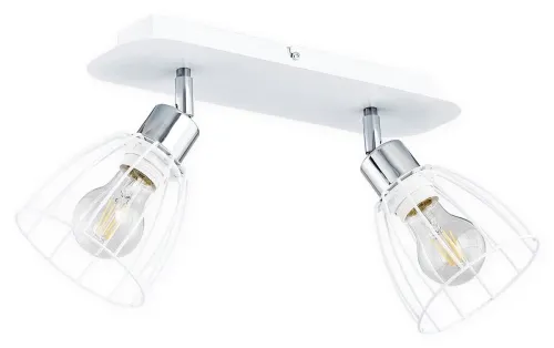 Biała lampa sufitowa z chromowanymi dodatkami Lemir O2692 P2 BIA Hornet 2xE27 Sprawdź teraz